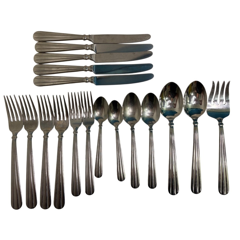 Lot Oneida Community Unity 18 Piece Flatware Stainless Steel Fork Spoon Serving